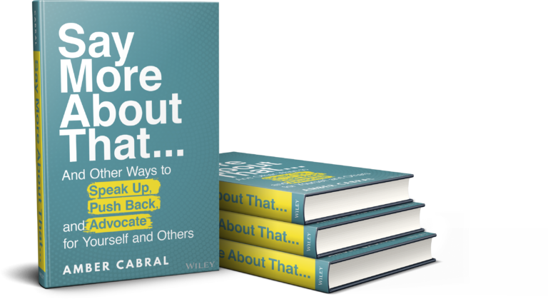 A stack of Amber's Book, Say More About That...