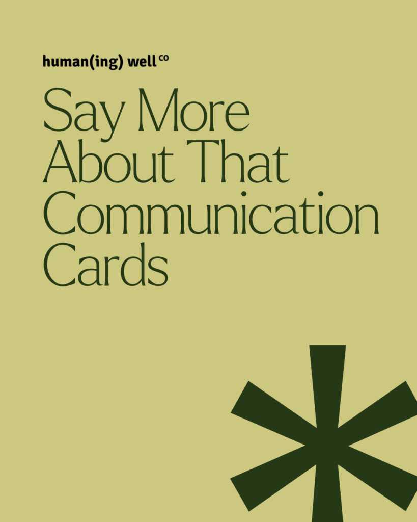 Cover of the 'Say More About That' Communication Cards